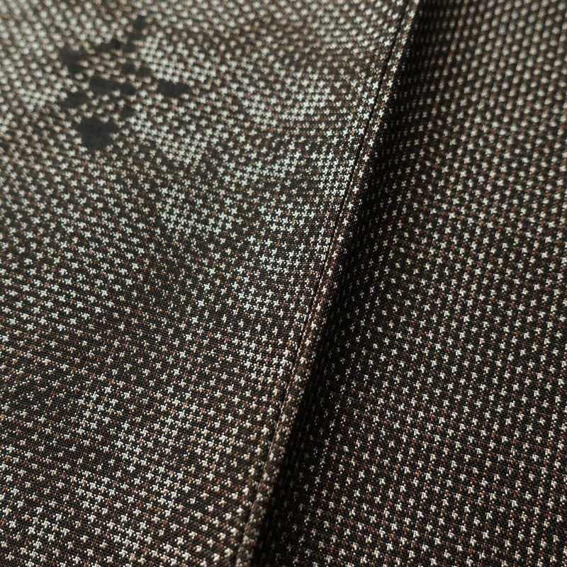 紬 良品 正絹 風景柄 袷仕立て 身丈162.5cm 裄丈67.5cm 紬着物 茶_画像8