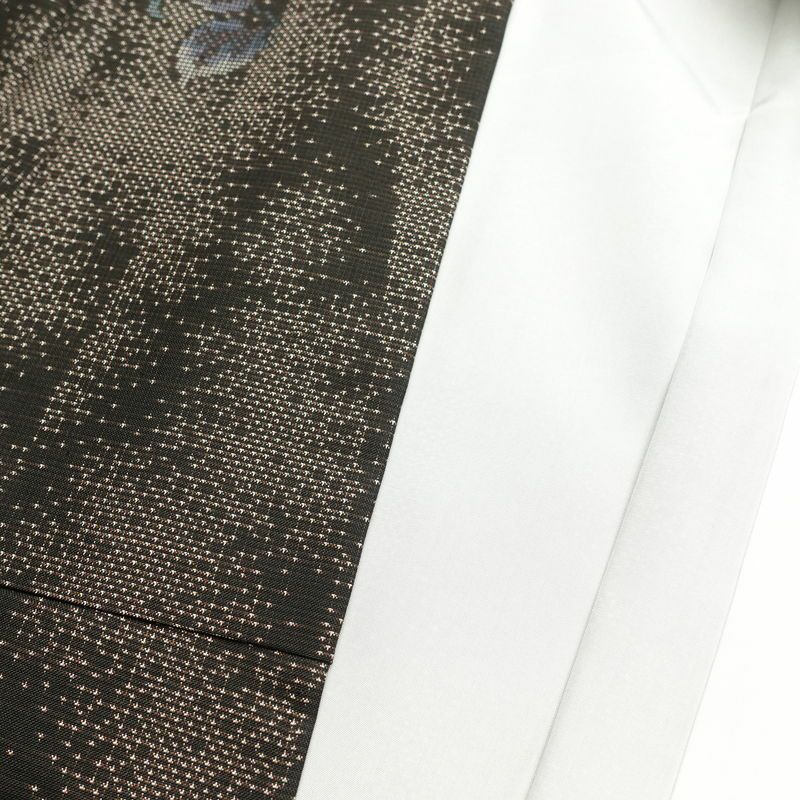 大島紬 良品 証紙なし 正絹 花柄 袷仕立て 身丈160cm 裄丈66.5cm 一部しつけ糸付き 着物 茶_画像16