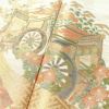色留袖 良品 王宮紫苑圖 一つ紋付き ちりめん 正絹 古典柄 袷仕立て 身丈167.5cm 裄丈68.5cm 金糸 着物 御所車 緑・うぐいす色_画像6