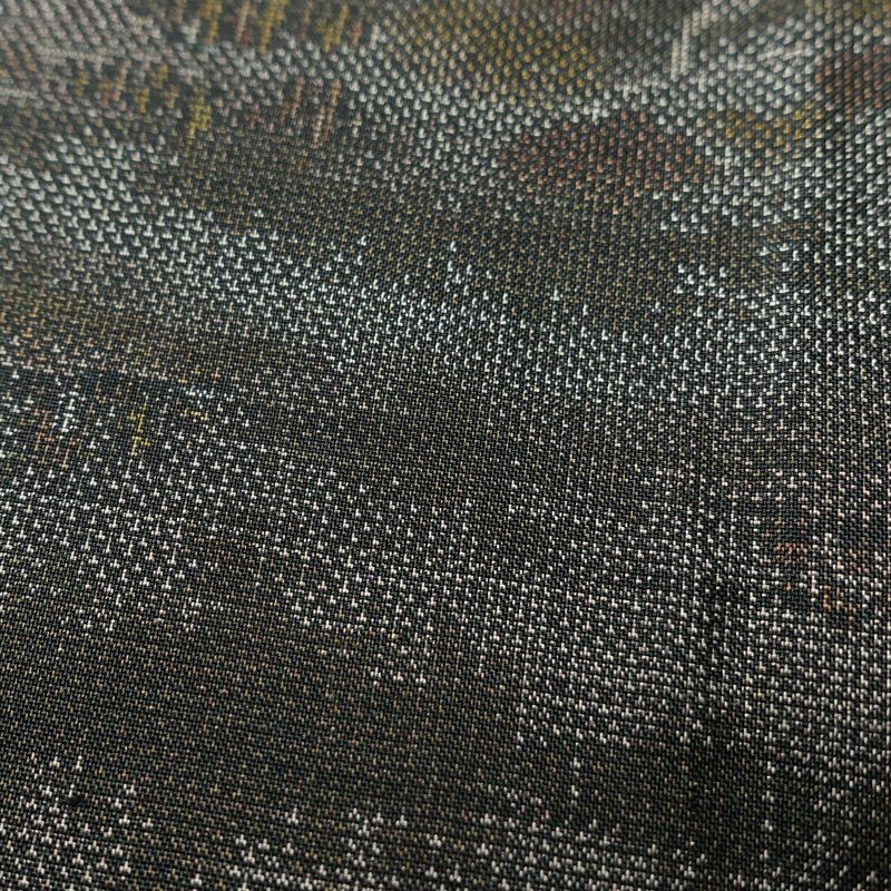 大島紬 美品 証紙あり しつけ糸付き 正絹 風景柄 袷仕立て 身丈160cm 裄丈65cm 緑・うぐいす色_画像7