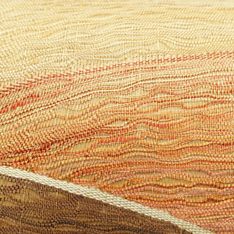 袋帯 太鼓柄 夏用 一般用 正絹 幾何学柄・抽象柄 黄・黄土色_画像3