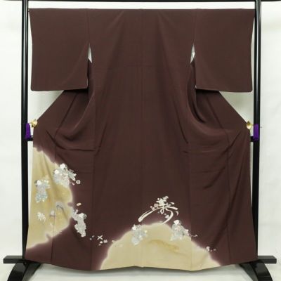 色留袖 松尾光琳 光琳ちりめん 皇室献上絹 美しい菊の花 浪花鼠