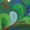 名古屋帯 紬地 太鼓柄 正絹 木の葉・植物柄 名古屋仕立て 緑・うぐいす色_画像2