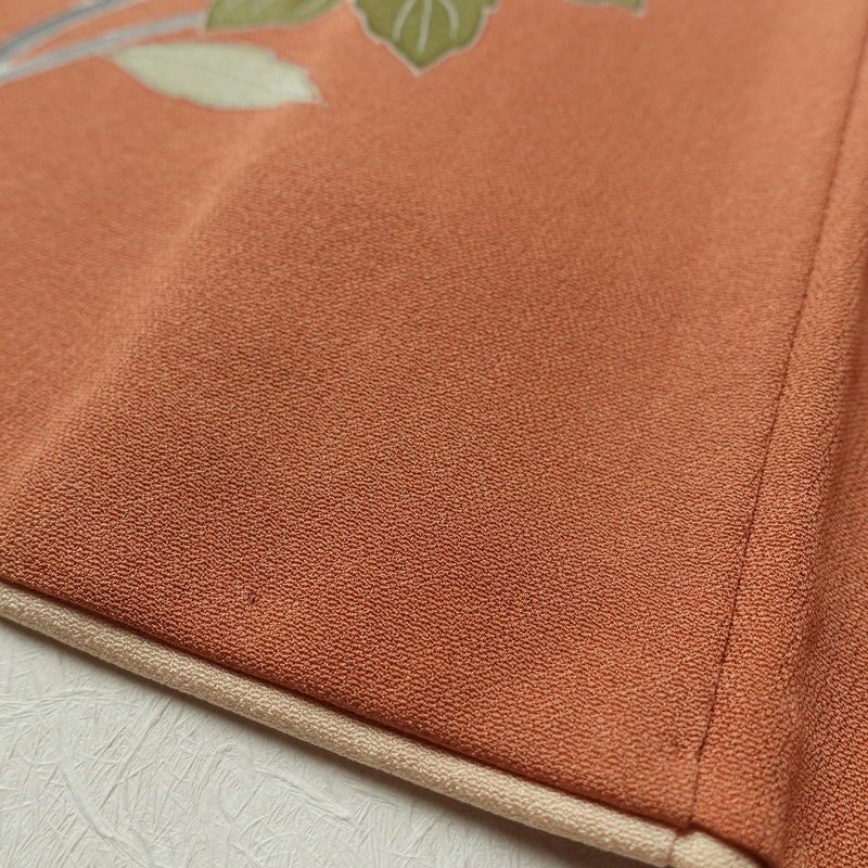 訪問着 正絹 古典柄 袷仕立て 身丈162.5cm 裄丈65cm 共八掛 着物 金彩 橙_画像9