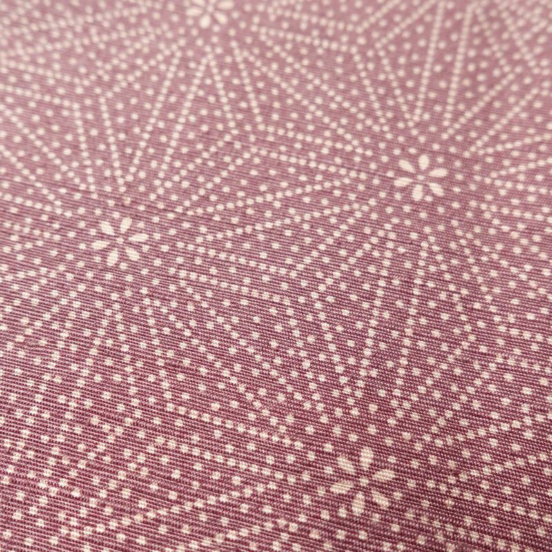 小紋 良品 紬地 正絹 麻の葉柄 袷仕立て 身丈157cm 裄丈63cm 紬生地 小紋着物 紫・藤色_画像6