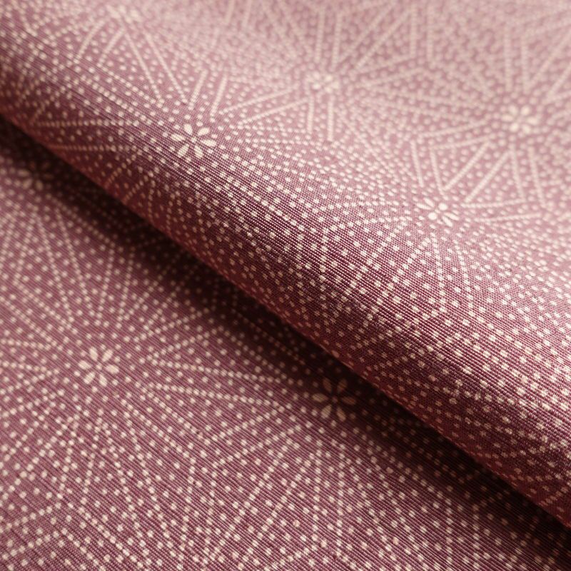 小紋 良品 紬地 正絹 麻の葉柄 袷仕立て 身丈157cm 裄丈63cm 紬生地 小紋着物 紫・藤色_画像20