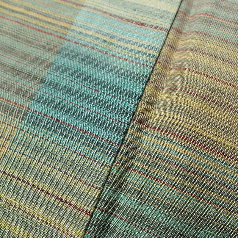 山古志紬 良品 正絹 チェック・格子柄 袷仕立て 身丈155cm 裄丈65cm 紬 着物 緑・うぐいす色_画像7