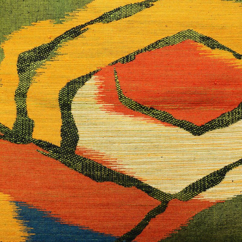 名古屋帯 紬地 太鼓柄 良品 正絹 幾何学柄・抽象柄 名古屋仕立て 緑・うぐいす色_画像2