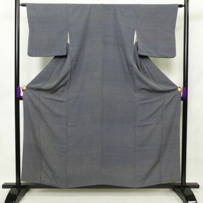 小紋 縮緬 総柄 正絹 古典柄 袷仕立て 身丈158cm 裄丈64cm 小紋着物 青・紺