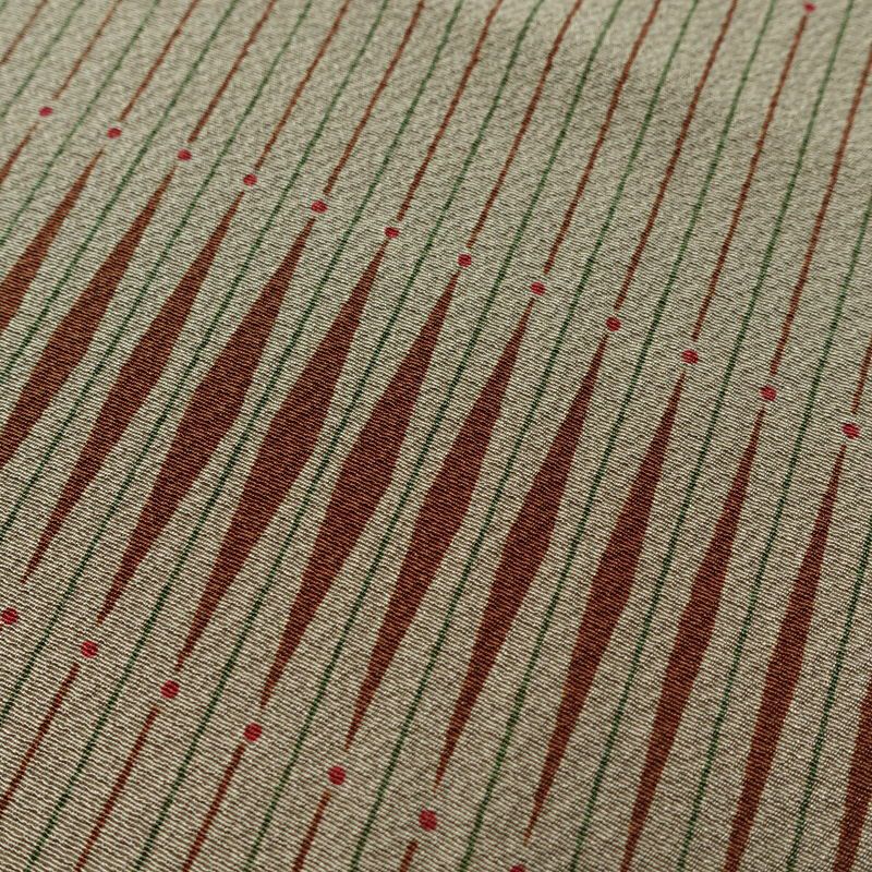 小紋 良品 しつけ糸付き 縮緬 正絹 縞柄・線柄 袷仕立て 身丈158cm 裄丈66cm 小紋着物 緑・うぐいす色_画像6