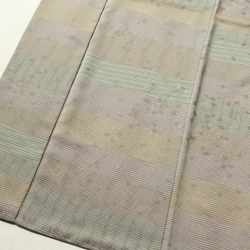 小紋 良品 正絹 縞柄・線柄 袷仕立て 身丈164cm 裄丈67.5cm 小紋着物 緑・うぐいす色_画像4