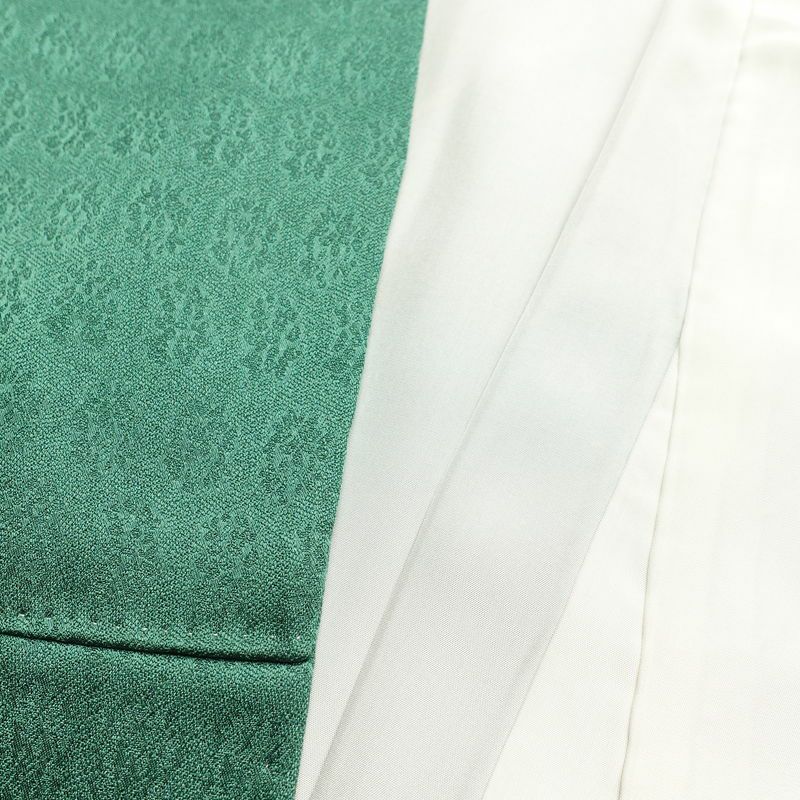 訪問着 良品 正絹 花柄 袷仕立て 身丈165cm 裄丈66.5cm 箔 刺繍 共八掛 金彩 緑・うぐいす色_画像17