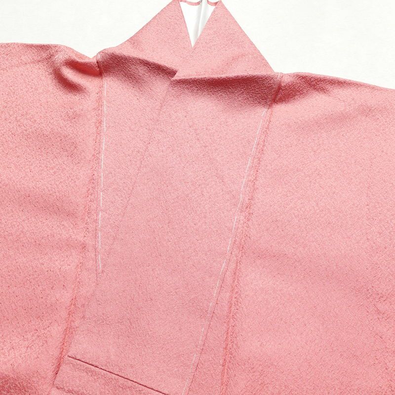 色無地 良品 丹後ちりめん しつけ糸付き 一つ紋付き 正絹 無地 袷仕立て 身丈163cm 裄丈66.5cm 着物 ピンク_画像14