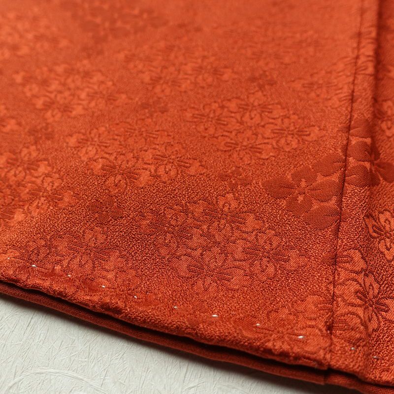 色無地 良品 一つ紋付き 正絹 古典柄 袷仕立て 身丈155cm 裄丈63cm 着物 橙_画像9