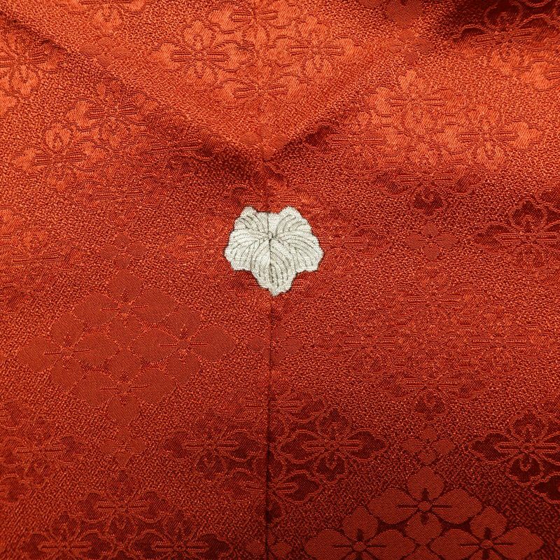 色無地 良品 一つ紋付き 正絹 古典柄 袷仕立て 身丈155cm 裄丈63cm 着物 橙_画像18