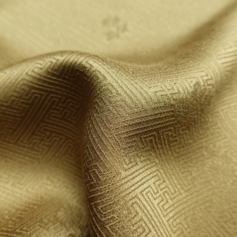 付け下げ 正絹 袷仕立て 身丈165.5cm 裄丈69.5cm 箔 刺繍 一部しつけ糸付き 金彩 附下 着物 木の葉・植物柄 黄・黄土色_画像21