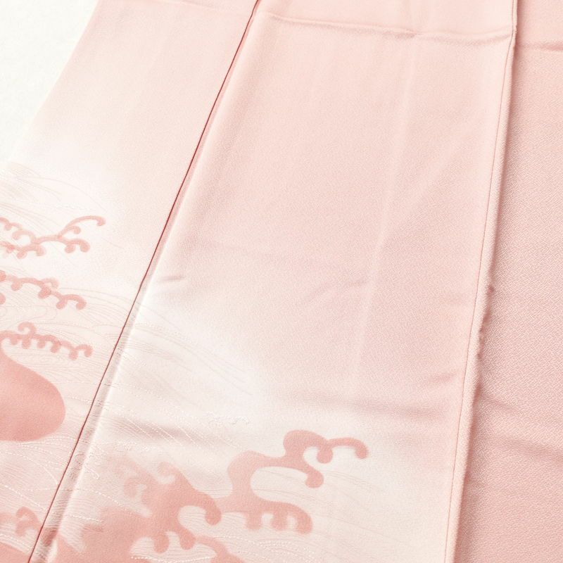 色留袖 一つ紋付き 正絹 流水・波柄 袷仕立て 身丈154.5cm 裄丈64cm 着物 ピンク_画像5