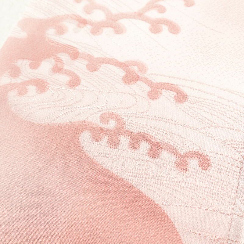 色留袖 一つ紋付き 正絹 流水・波柄 袷仕立て 身丈154.5cm 裄丈64cm 着物 ピンク_画像6