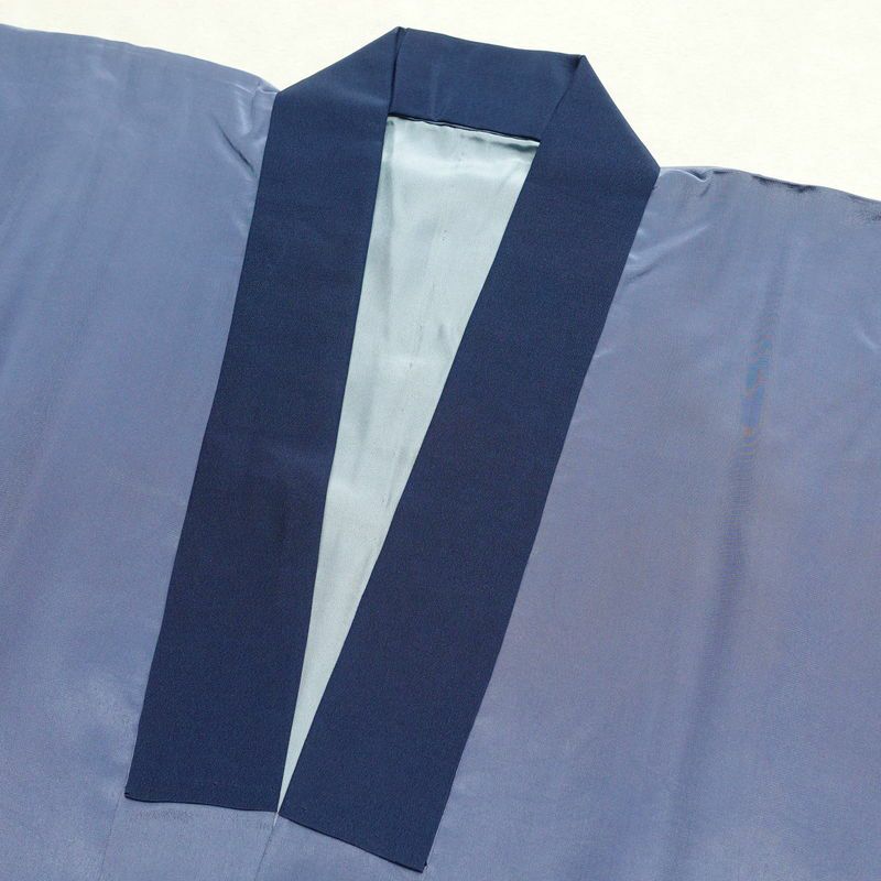 男性用 襦袢 正絹 木の葉・植物柄 袷仕立て 身丈135.5cm 裄丈70.5cm 青・紺_画像13
