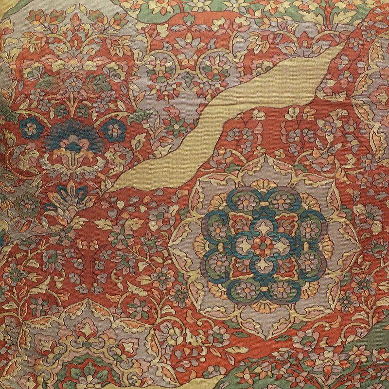 袋帯 六通柄 良品 一般用 正絹 幾何学柄・抽象柄 黄・黄土色_画像2