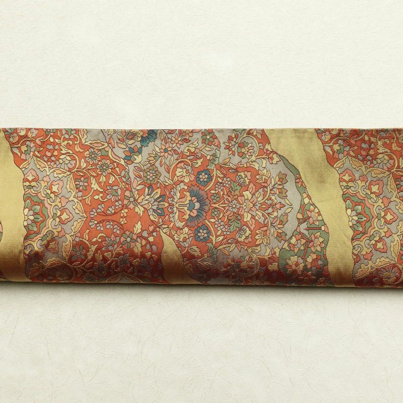 袋帯 六通柄 良品 一般用 正絹 幾何学柄・抽象柄 黄・黄土色_画像13