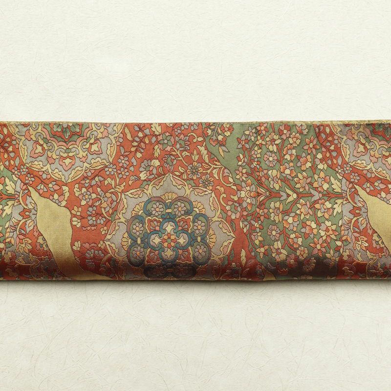 袋帯 六通柄 良品 一般用 正絹 幾何学柄・抽象柄 黄・黄土色_画像14