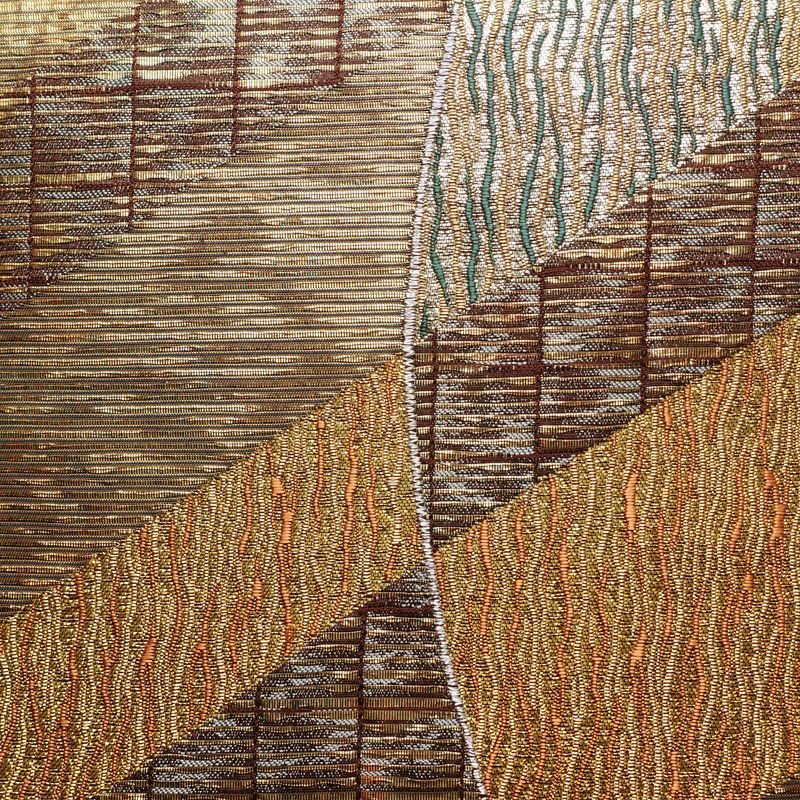 袋帯 立枠斜取文様 六通柄 美品 フォーマル用 正絹 幾何学柄・抽象柄 茶_画像2