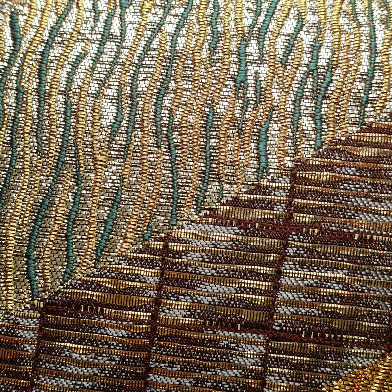 袋帯 立枠斜取文様 六通柄 美品 フォーマル用 正絹 幾何学柄・抽象柄 茶_画像3