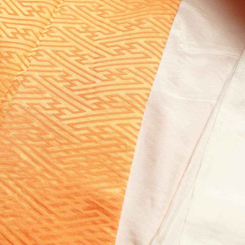 振袖 良品 金駒刺繍 綸子 正絹 古典柄 袷仕立て 身丈158.5cm 裄丈63.5cm 金彩 成人式 着物 橙_画像16