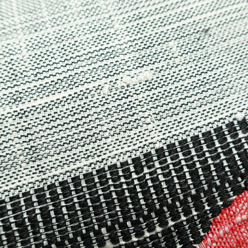 名古屋帯 紬地 太鼓柄 美品 正絹 幾何学柄・抽象柄 名古屋仕立て グレー_画像6