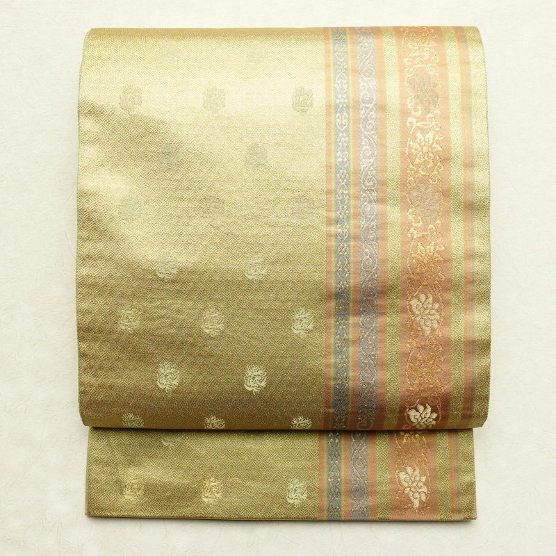 袋帯 全通柄 フォーマル用 正絹 縞柄・線柄 金・銀_画像1