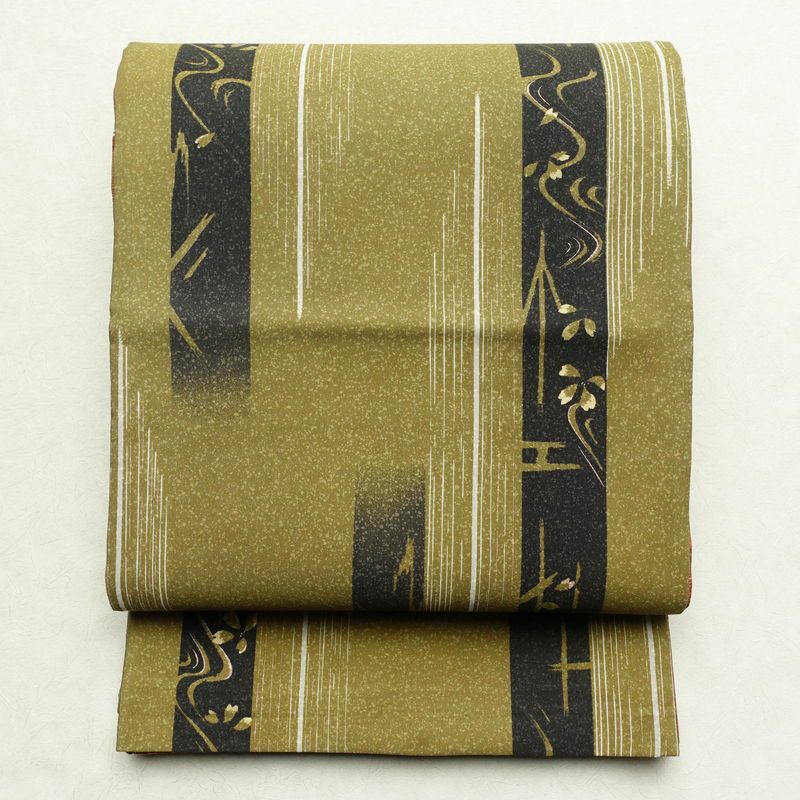 袋帯 全通柄 良品 リバーシブル 両面帯 一般用 正絹 古典柄 絞り風  