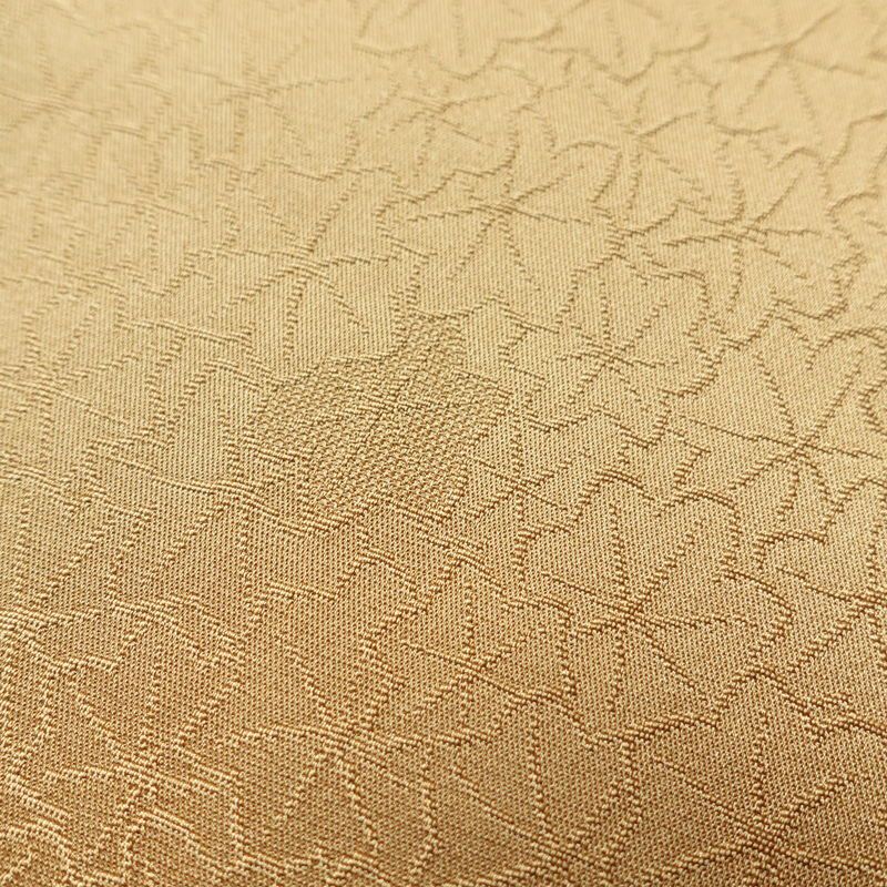 色無地 一つ紋付き 正絹 木の葉・植物柄 袷仕立て 身丈161.5cm 裄丈64cm 着物 黄・黄土色_画像6