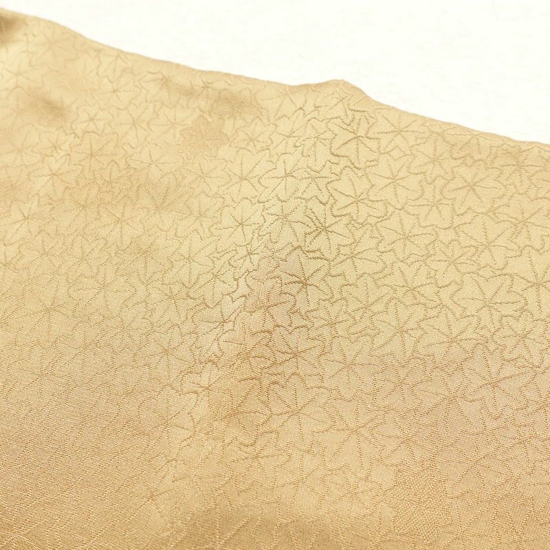 色無地 一つ紋付き 正絹 木の葉・植物柄 袷仕立て 身丈161.5cm 裄丈64cm 着物 黄・黄土色_画像15