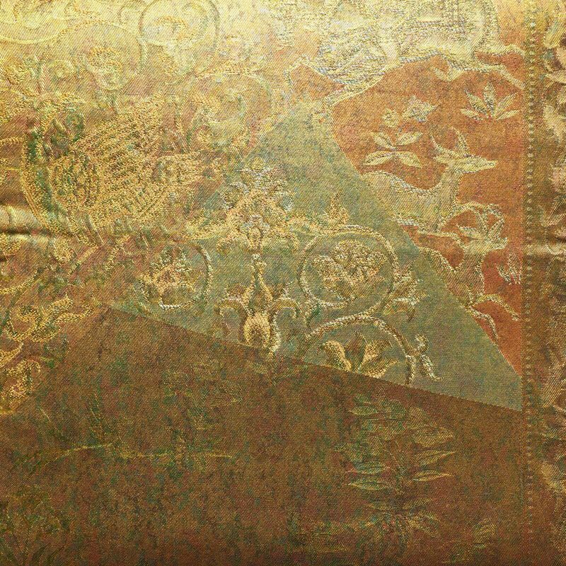 袋帯 青銅箔 六通柄 良品 フォーマル用 正絹 幾何学柄・抽象柄 箔 金・銀_画像2
