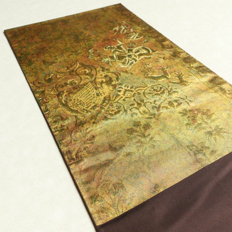 袋帯 青銅箔 六通柄 良品 フォーマル用 正絹 幾何学柄・抽象柄 箔 金・銀_画像16