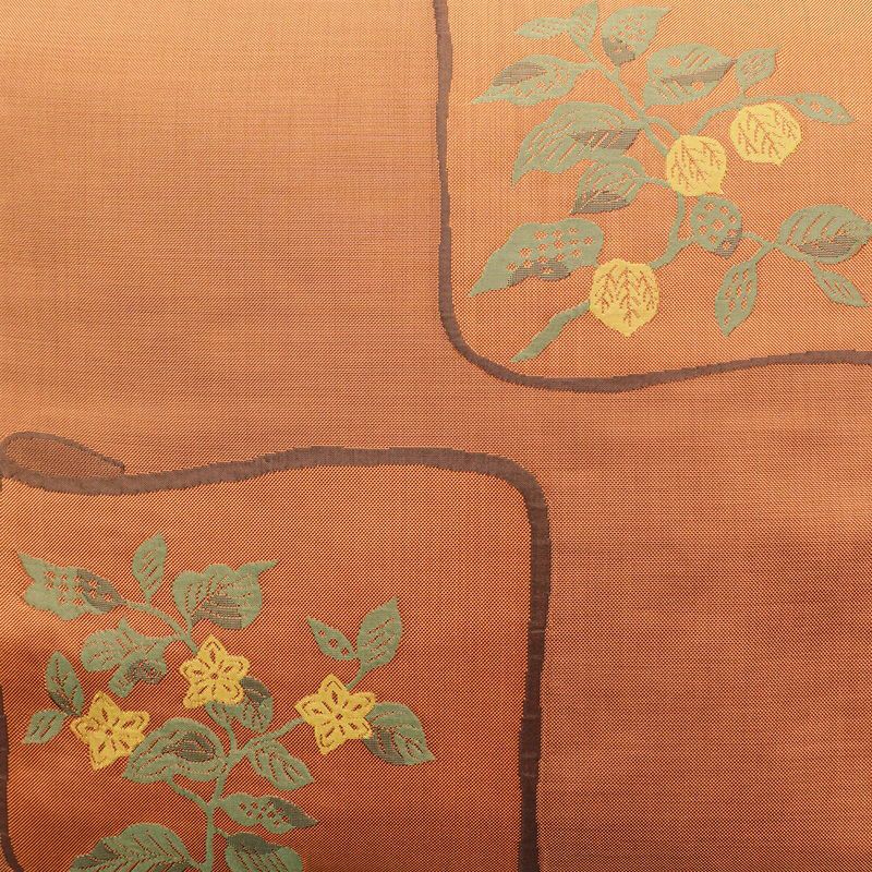 袋帯 六通柄 木屋太 今河織物 良品 一般用 正絹 木の葉・植物柄 橙_画像2