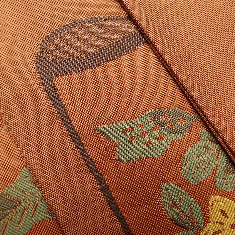 袋帯 六通柄 木屋太 今河織物 良品 一般用 正絹 木の葉・植物柄 橙_画像21