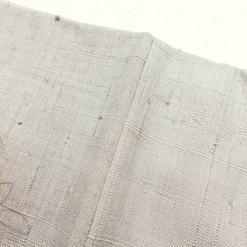 付け下げ 良品 紬地 しつけ糸付き 正絹 花柄 袷仕立て 身丈149cm 裄丈64cm 紬生地 附下 着物 グレー_画像14