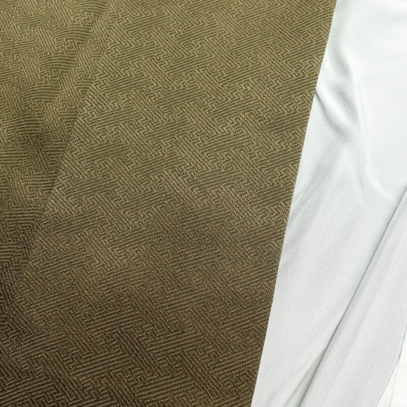 付け下げ 綸子 正絹 古典柄 袷仕立て 身丈164.5cm 裄丈68cm 着物 附下 金彩 緑・うぐいす色_画像14