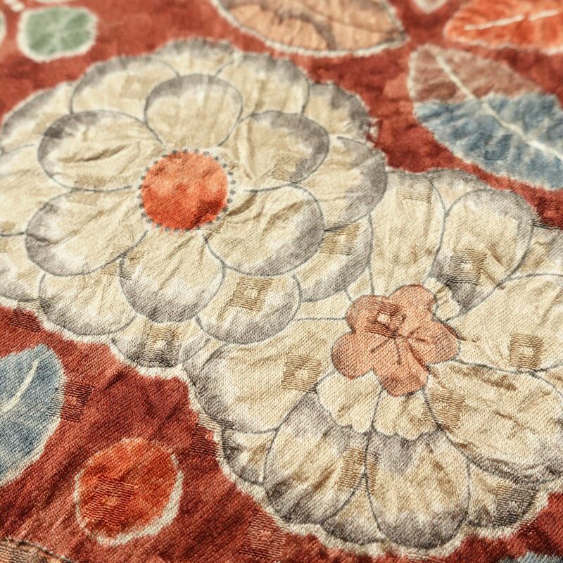 訪問着 良品 辻が花 絞り 正絹 花柄 袷仕立て 身丈162cm 裄丈64.5cm フォーマル 着物 茶_画像6