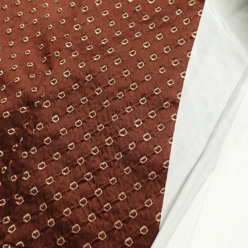 訪問着 良品 辻が花 絞り 正絹 花柄 袷仕立て 身丈162cm 裄丈64.5cm フォーマル 着物 茶_画像16