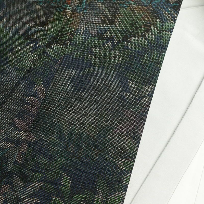 大島紬 美品 証紙あり しつけ糸付き 古代染色純泥染 正絹 風景柄 袷仕立て 身丈160.5cm 裄丈65cm 小紋柄 青・紺_画像16