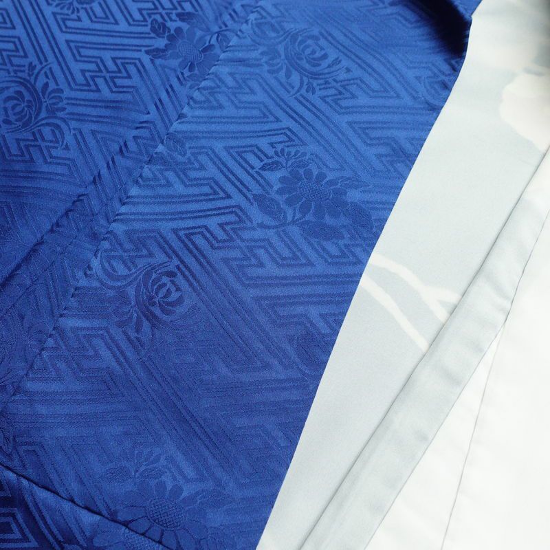 振袖 良品 しつけ糸付き 金駒刺繍 正絹 古典柄 袷仕立て 身丈172.5cm 裄丈69cm 箔 金彩 成人式 二十歳の集い 着物 青・紺_画像17