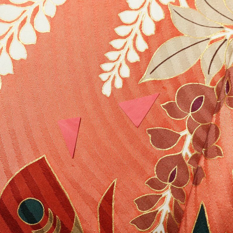 振袖 正絹 蝶 古典柄 袷仕立て 身丈166cm 裄丈67cm 箔 金彩 成人式 二十歳の集い 着物 黄・黄土色_画像12