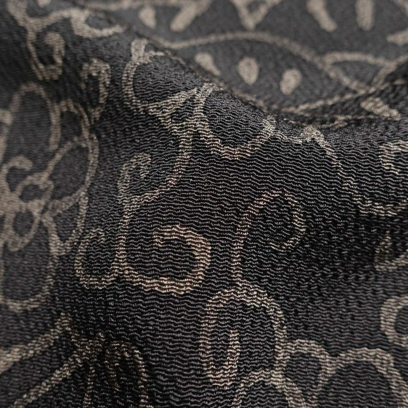 小紋 良品 縮緬 正絹 幾何学柄・抽象柄 袷仕立て 身丈158.5cm 裄丈66.5cm 小紋着物 グレー_画像21