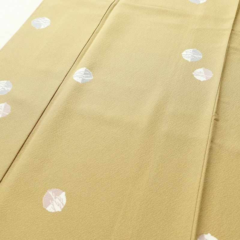 小紋 良品 縮緬 飛び柄 正絹 幾何学柄・抽象柄 袷仕立て 身丈166.5cm 裄丈67cm 黄・黄土色_画像5