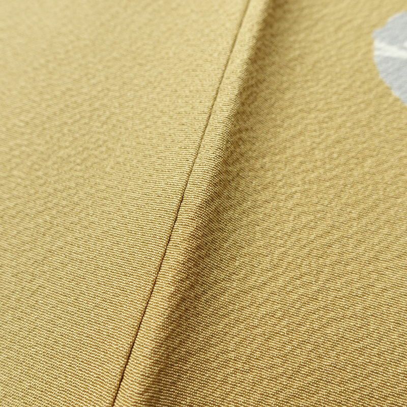 小紋 良品 縮緬 飛び柄 正絹 幾何学柄・抽象柄 袷仕立て 身丈166.5cm 裄丈67cm 黄・黄土色_画像8