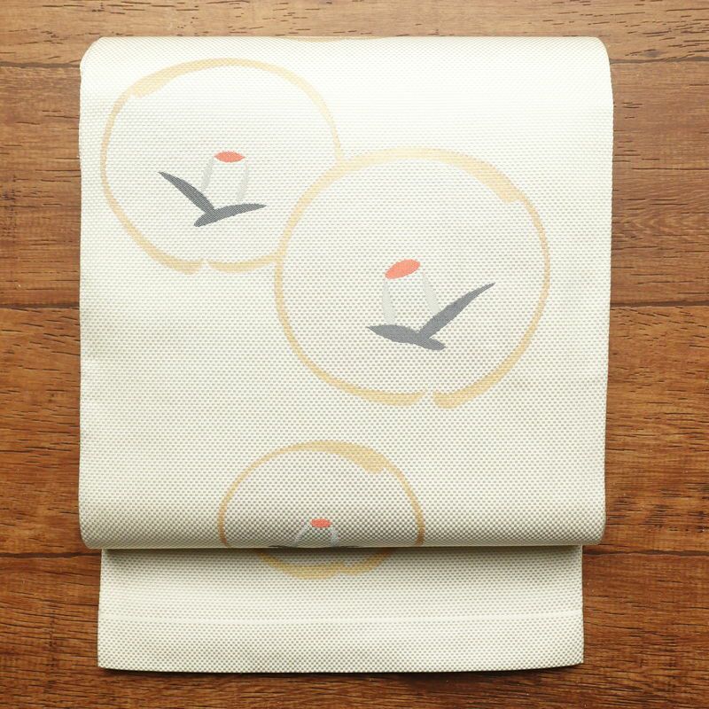 袋帯 六通柄 良品 フォーマル用 正絹 花柄 白_画像1