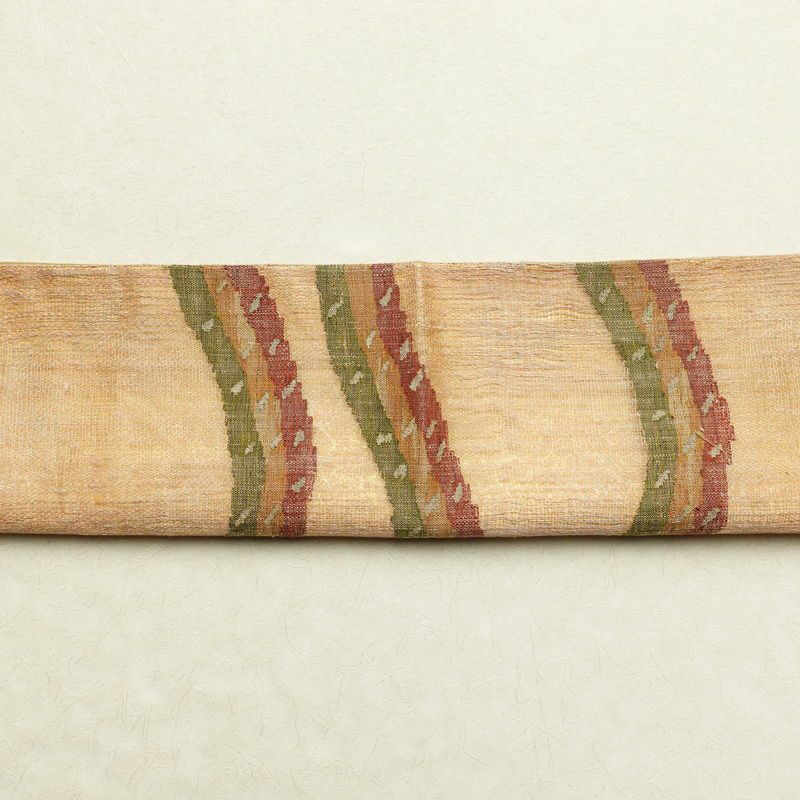 夏用袋帯 太鼓柄 良品 一般用 正絹 幾何学柄・抽象柄 ベージュ_画像17